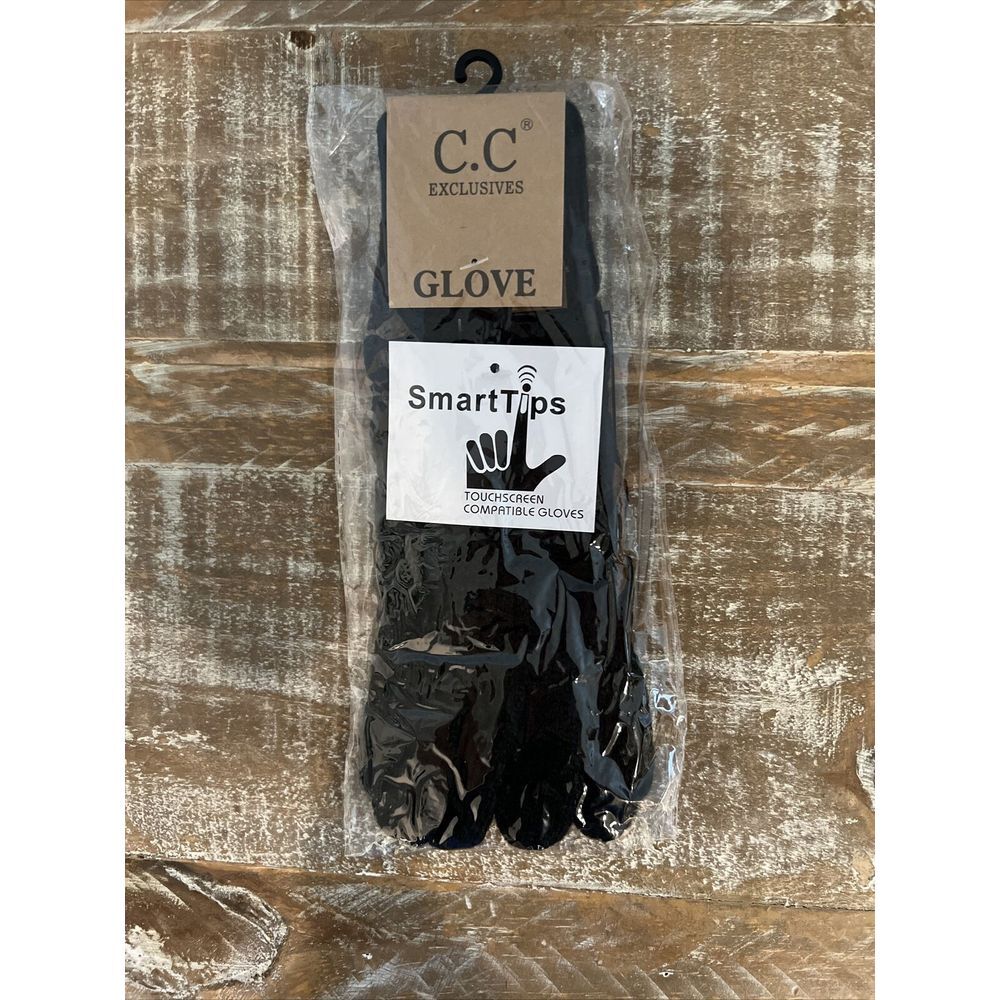 CC exclusives smart tips touchscreen compatible Knit gloves‎ Black